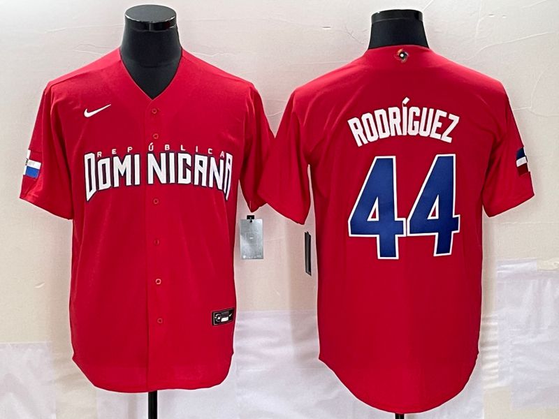 Men 2023 World Cub Dominicana 44 Rodriguez Red Nike MLB Jersey6
